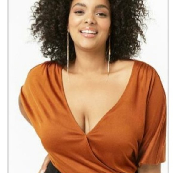 Forever 21 Tops - Forever21 Rust Surplice Bodysuit
